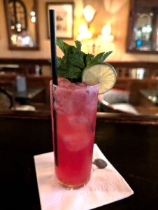 A picture of Arnaud's Dragon Fruit Highball cocktail.