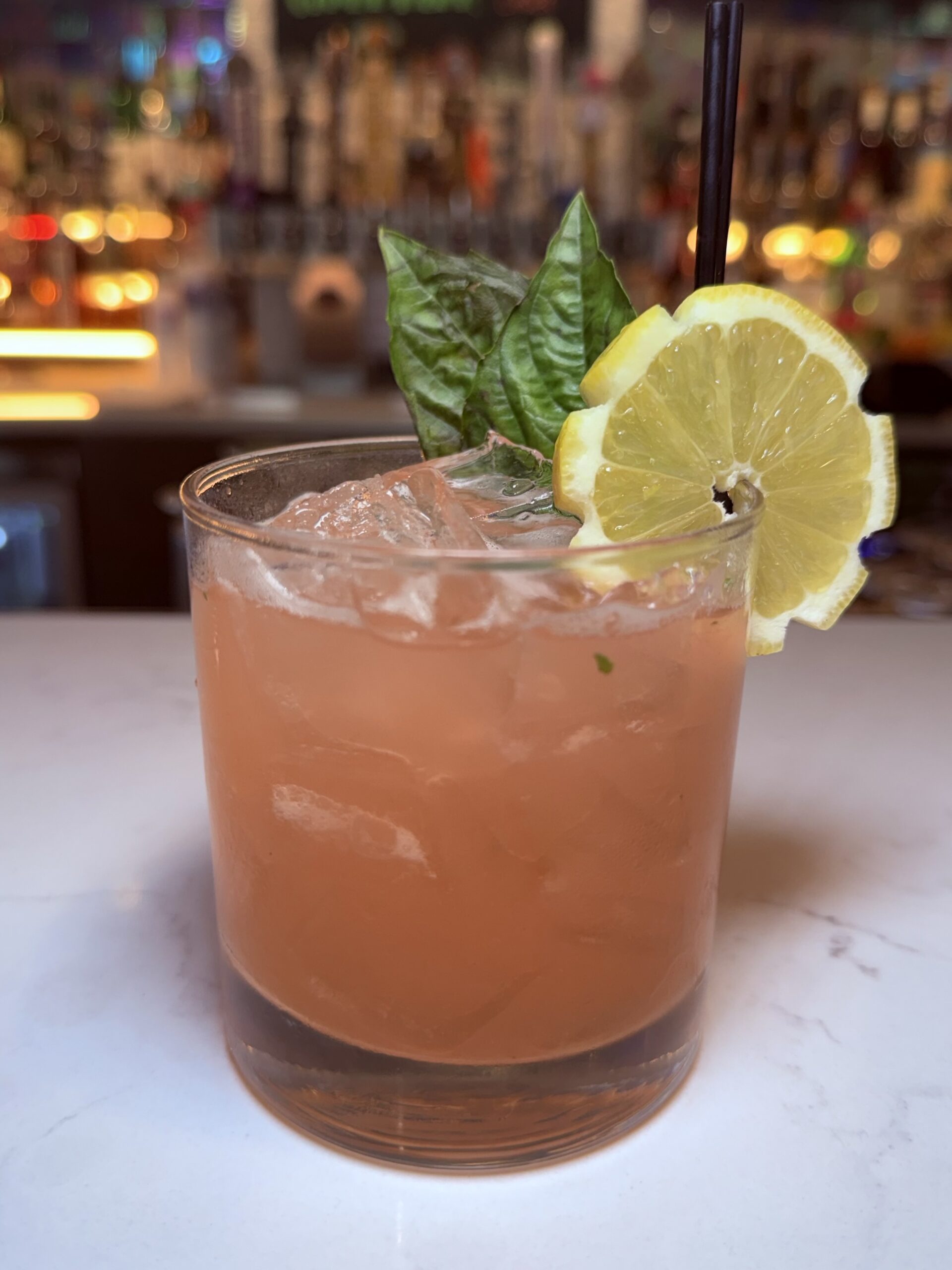 A picture of the Peach, Please! cocktail.